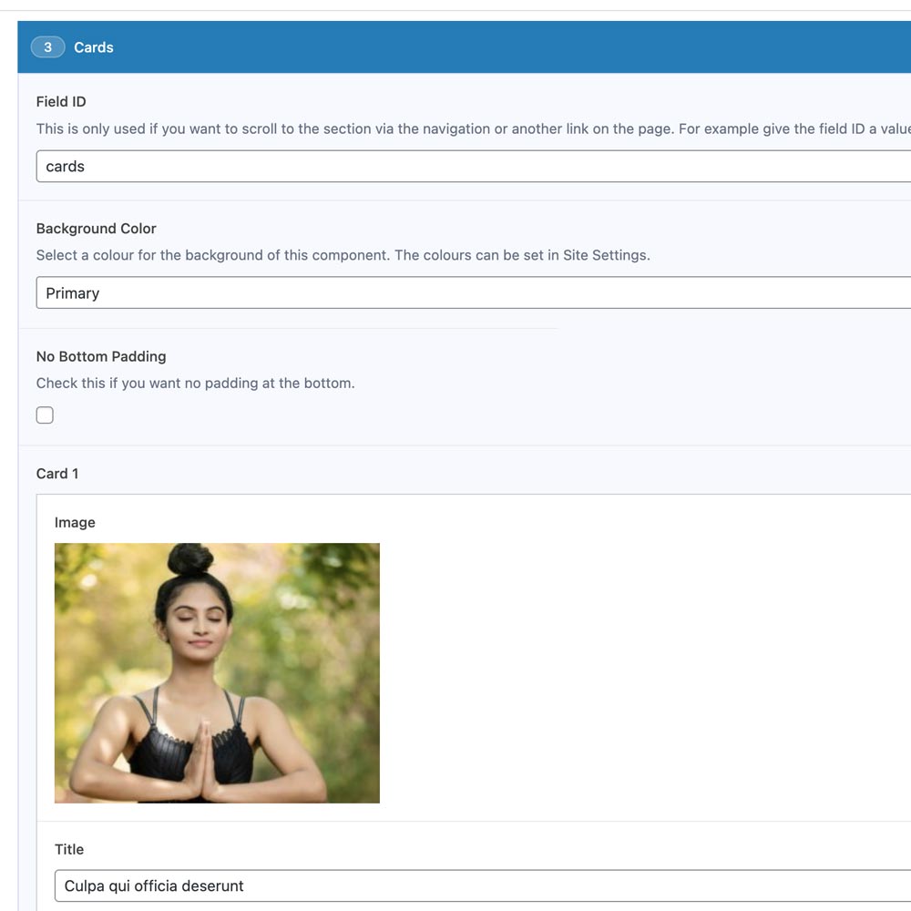 Image of the cards component